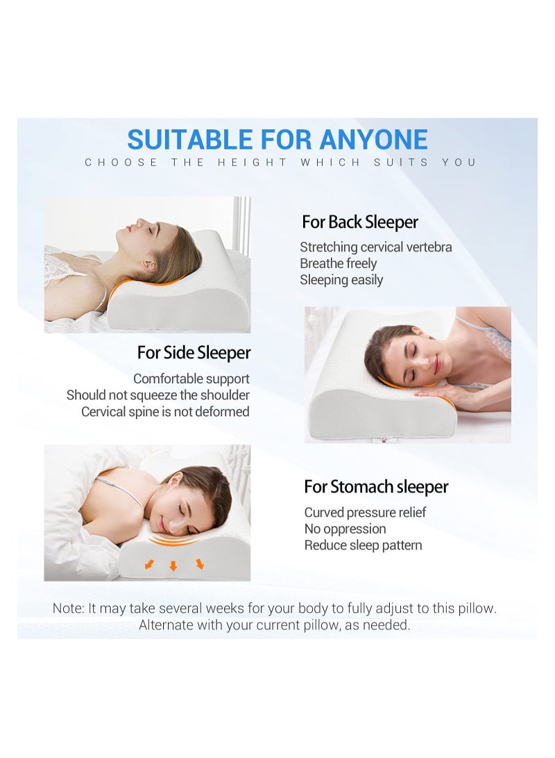 ELTRAZONE Memory Foam Pillow (23.6"x13.8"), Findigit Cervical Neck Support Pillow for Sleeping, Contour Ergonomic Orthopedic Pillow for Back, Side Sleeper - Image 4