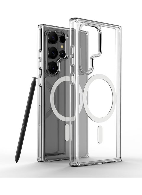 Magnetic Case for Samsung Galaxy S25 Ultra 5G 6.9inch, Clear Back, Shockproof Magnetic Case Compatible with MagSafe, for Samsung Galaxy S25 Ultra (Clear)