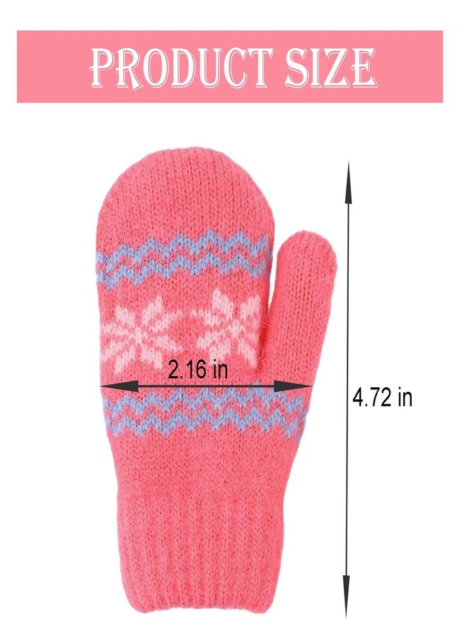 Eohak Baby Girls Warm Knit Mittens Winter Soft Elastic Thick Lined Mittens Cold Weather Gloves for 0-2 Years - Image 2