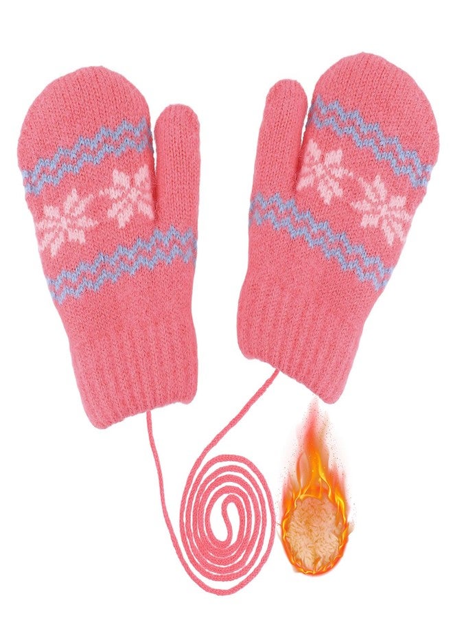 Eohak Baby Girls Warm Knit Mittens Winter Soft Elastic Thick Lined Mittens Cold Weather Gloves for 0-2 Years - Image 1