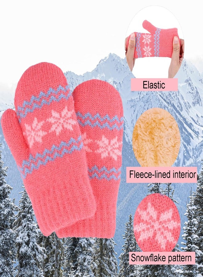 Eohak Baby Girls Warm Knit Mittens Winter Soft Elastic Thick Lined Mittens Cold Weather Gloves for 0-2 Years - Image 3