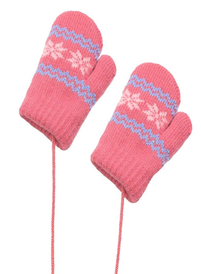 Eohak Baby Girls Warm Knit Mittens Winter Soft Elastic Thick Lined Mittens Cold Weather Gloves for 0-2 Years - Image 4