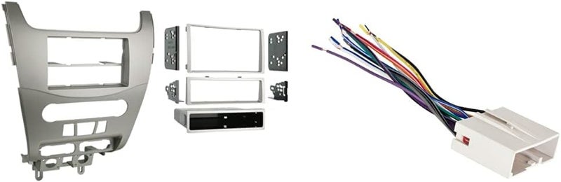 METRA 99-5816 Single or Double DIN Installation Kit for 2008-2009 Ford Focus, Black & Electronics 70-5520 Wiring Harness for Select 2003-Up Ford Vehicles - Image 1