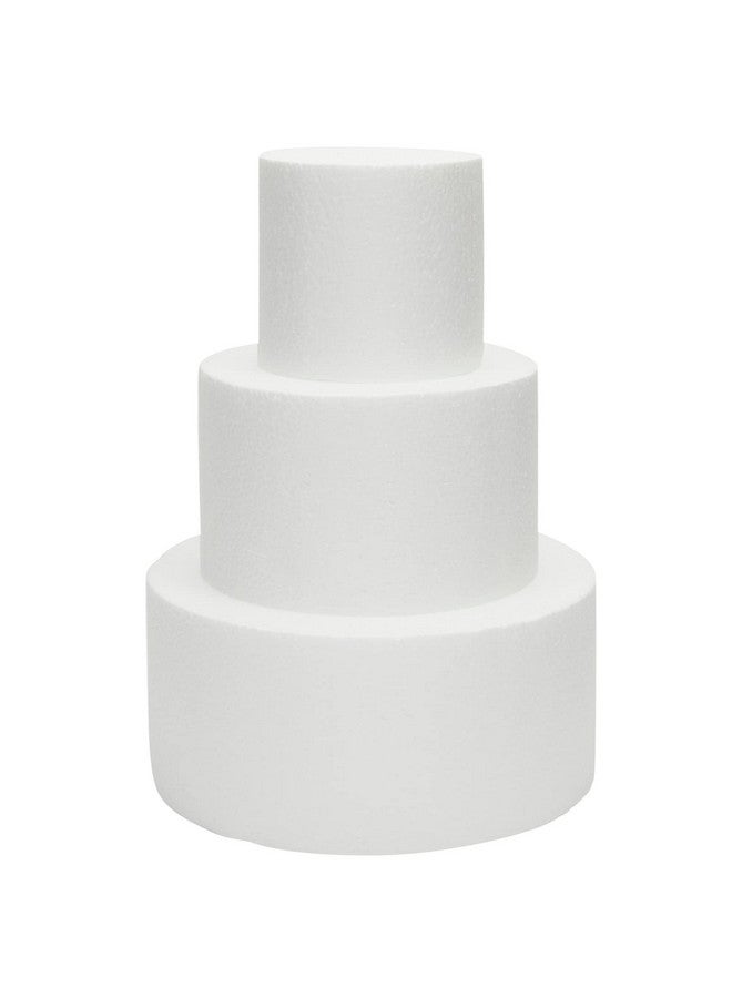 Bright Creations 3 Piece Round Foam Cake Dummy Set for Decorating, Faux Cake in 3 Sizes for Birthday, Wedding Display (10.8 Inches Tall) - Image 1