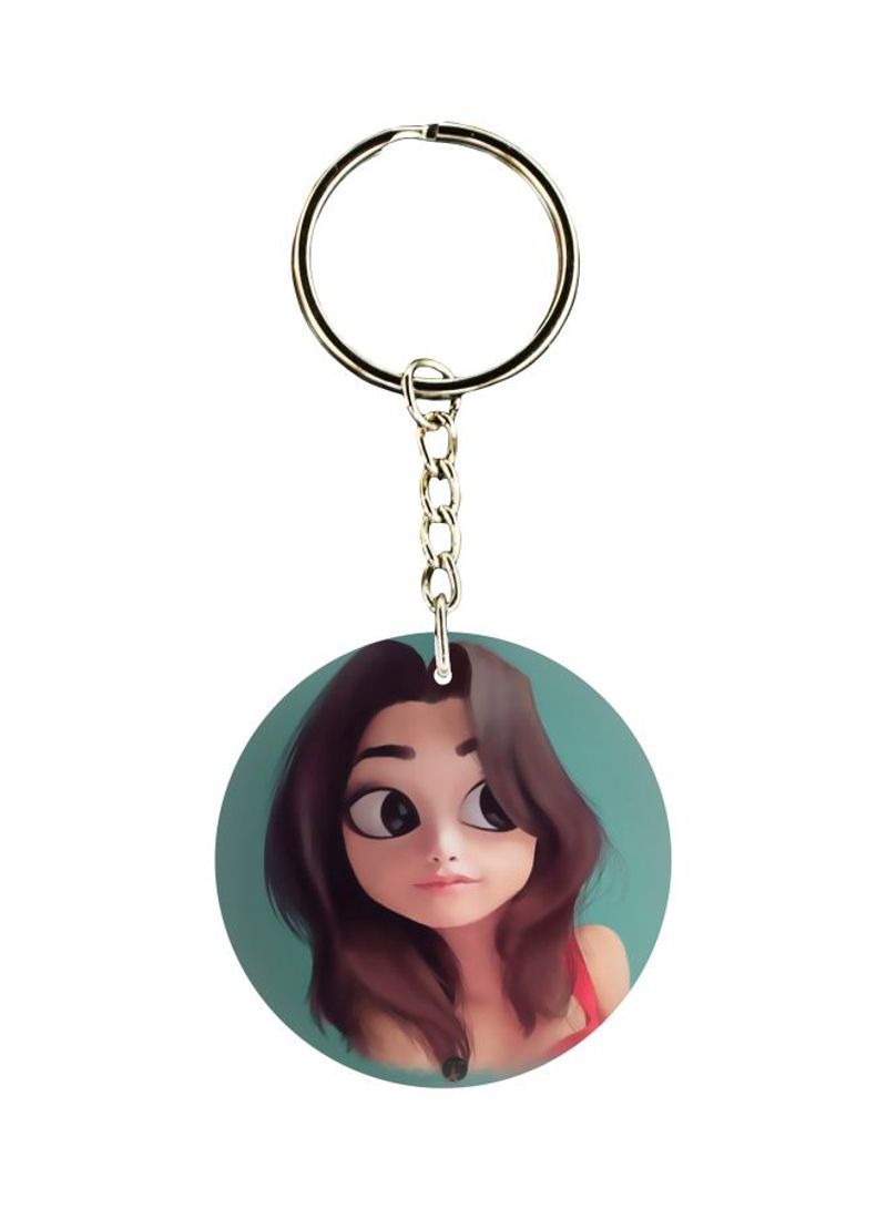 Girl Printed Double Sided Keychain