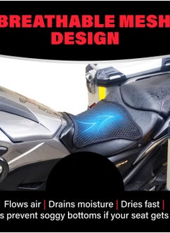 SYOSI Motorcycle Seat Cushion Air Cooling 3D Mesh Motorcycle Seat Pad Breathable Motorcycle Seat Cover Cools In Sun  - Image 3