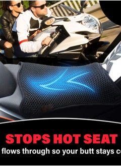 SYOSI Motorcycle Seat Cushion Air Cooling 3D Mesh Motorcycle Seat Pad Breathable Motorcycle Seat Cover Cools In Sun  - Image 2