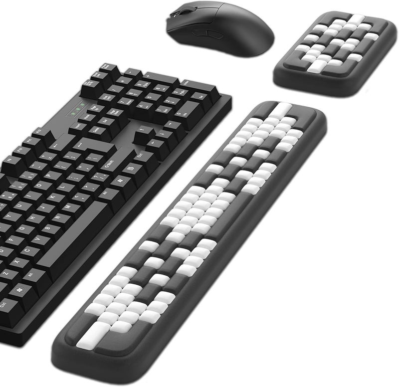 MEKASS Keyboard Wrist Rest, Ergonomic Wrist Pad, Soft Memory Foam Keyboard Hand Rest with Non-Slip Base, Easy Typing, Pain Relief, Comfort Support for Office Work Gaming Accessories (Black White) - Image 1