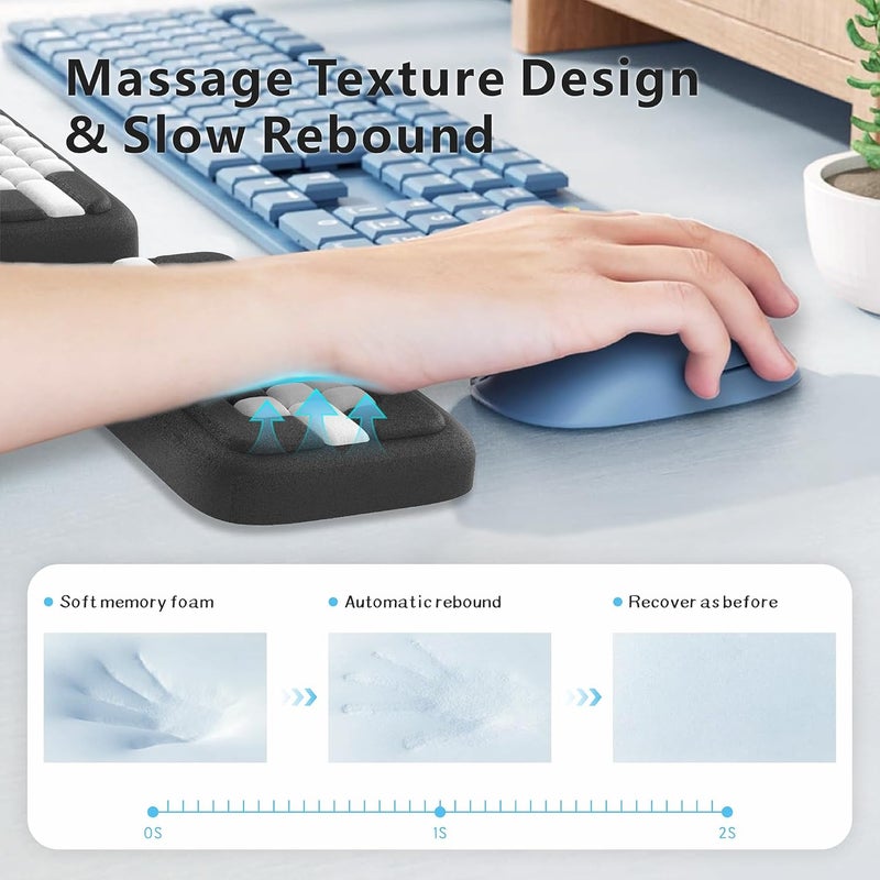 MEKASS Keyboard Wrist Rest, Ergonomic Wrist Pad, Soft Memory Foam Keyboard Hand Rest with Non-Slip Base, Easy Typing, Pain Relief, Comfort Support for Office Work Gaming Accessories (Black White) - Image 4
