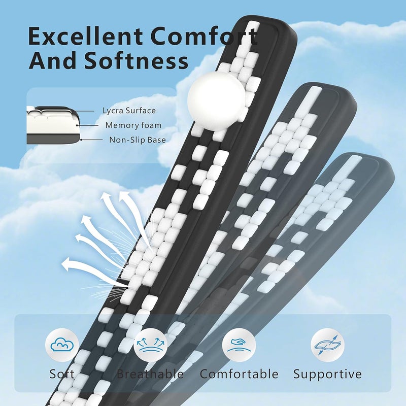 MEKASS Keyboard Wrist Rest, Ergonomic Wrist Pad, Soft Memory Foam Keyboard Hand Rest with Non-Slip Base, Easy Typing, Pain Relief, Comfort Support for Office Work Gaming Accessories (Black White) - Image 3