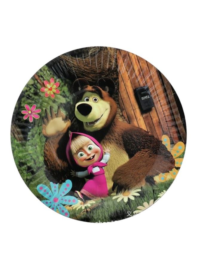 أدوات مائدة ماشا والدب، زينة حفلات أعياد الميلاد، أطباق ورقية، 5 قطع