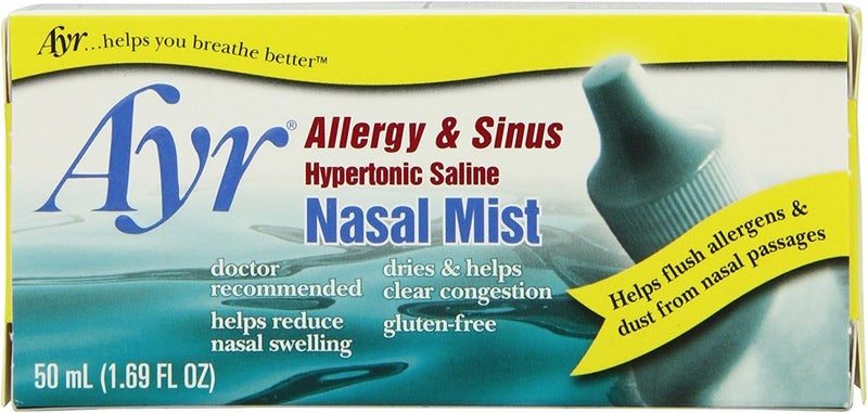 AYR Ayr Allergy & Sinus Hypertonic Saline Nasal Mist, 1.69-Ounce Spray Bottles (Pack of 4) 