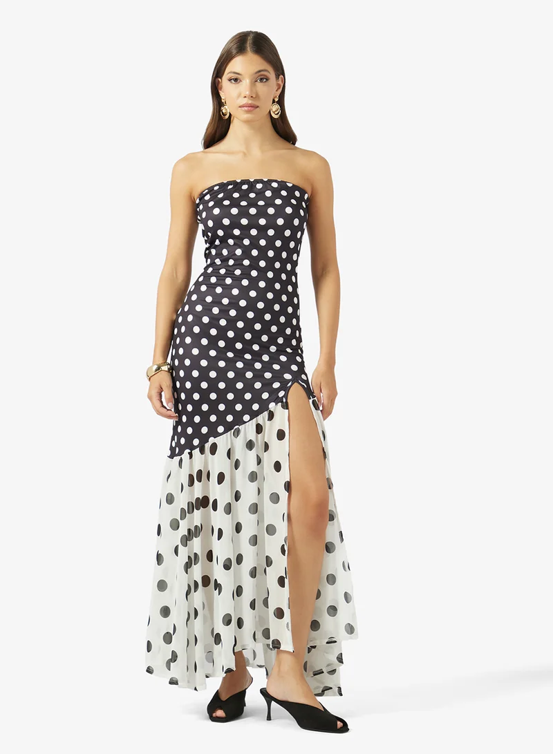 ايلا Bandeau Polka Print Dress