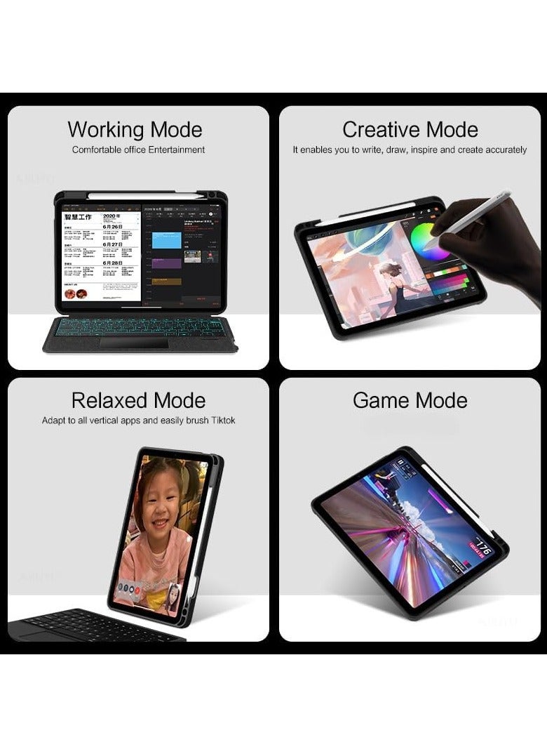 general Backlit Keyboard Case for IPad Air 11 Inch 2024(Model:A2899;A2900),With Touchpad and Pen Slot,Removable Bluetooth Keyboard Case - Image 3