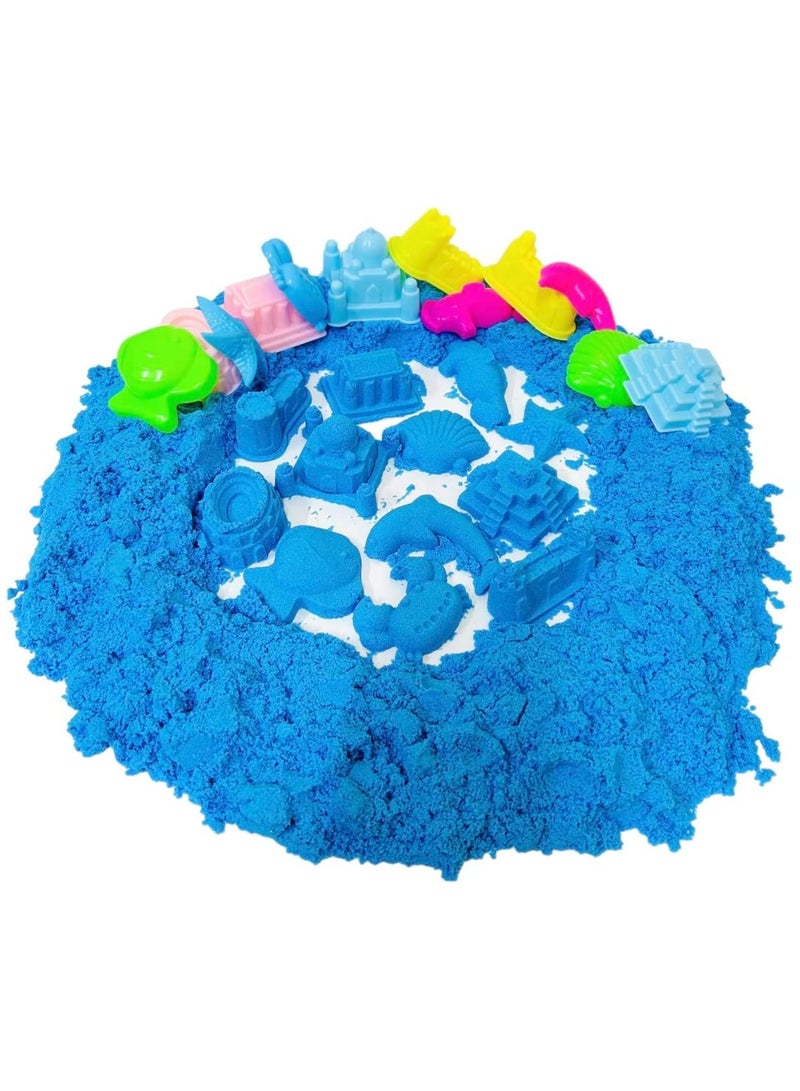 بي جي إم , دلو رمل رملي من بلاي ساند باللون الأزرق بسعة 2 كجم يأتي مع قوالب غير لاصقة، رمل اللعب الأزرق هو متعة إبداعية للأطفال - Image 1