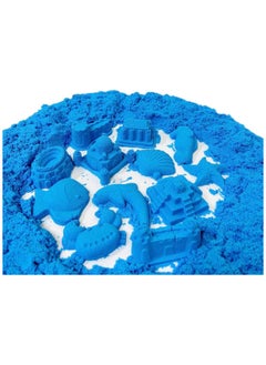 BJM Play Sand Blue Color 2Kg Space Sand Bucket Comes With Molds Non Sticky Blue Play Sand is Creative Fun For Kids  - Image 3