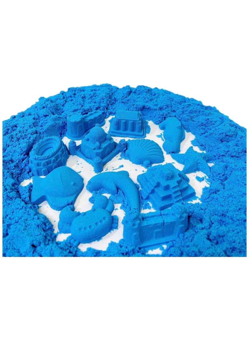 بي جي إم , دلو رمل رملي من بلاي ساند باللون الأزرق بسعة 2 كجم يأتي مع قوالب غير لاصقة، رمل اللعب الأزرق هو متعة إبداعية للأطفال - Image 3