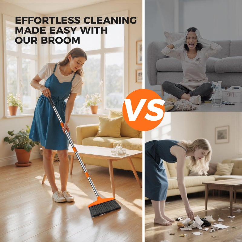 Nodirz Handy Broom, Indoor/Outdoor Brooms, Duty Kitchen Broom, for Home Garage Kitchen Office Courtyard Lobby Patio Lawn Concrete (1, Orange) - Image 5