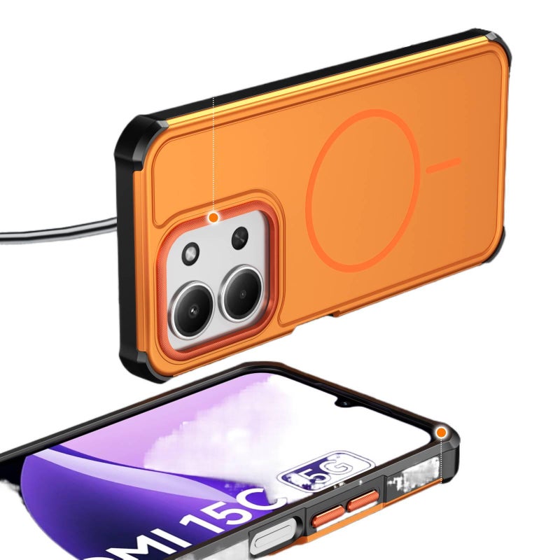 MS غطاء MagSafe بTPU لـ Redmi Note 15 مع مغناطيس قوي وحماية من السقوط مع مقاوم للصدمات مع مقاوم للخدش باللون أسود مغناطيسي من مادة TPU باللون الأسود باللون الأحمر - Image 4