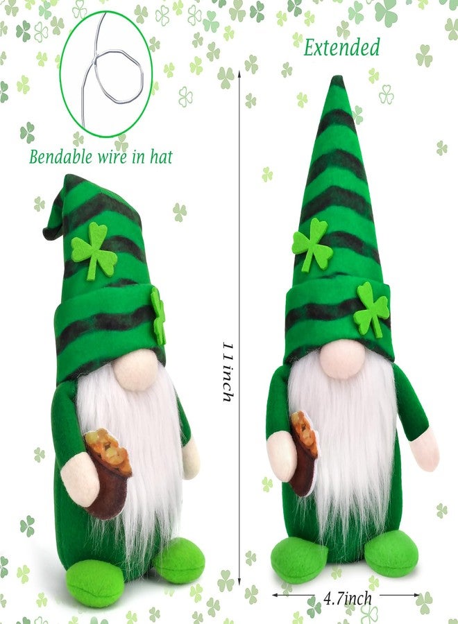 TGOOD St Patricks Day Gnomes Decorations, 2 Pack Gnomes Plush Lucky Green Shamrock Home Table Decor Ornaments for Irish Saint Patrick's Day - Image 2