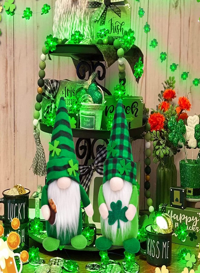 TGOOD St Patricks Day Gnomes Decorations, 2 Pack Gnomes Plush Lucky Green Shamrock Home Table Decor Ornaments for Irish Saint Patrick's Day - Image 5