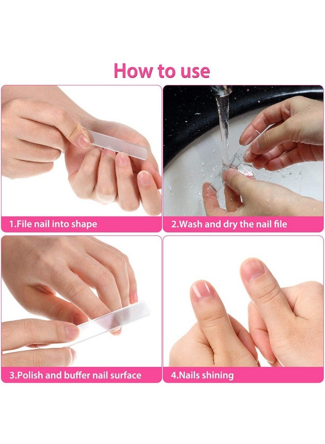 Mudder 4 Pieces Glass Nail Shiner Crystal Nail Shine Buffer Polisher Crystal Glass Nano Nail File With Case For Natural Nails (White And Black Flat End) - Image 4