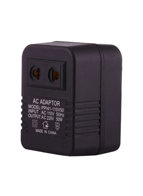 110V to 220V 50W AC Power Socket Adapter,  EU/US Plug to US Plug(Black)
