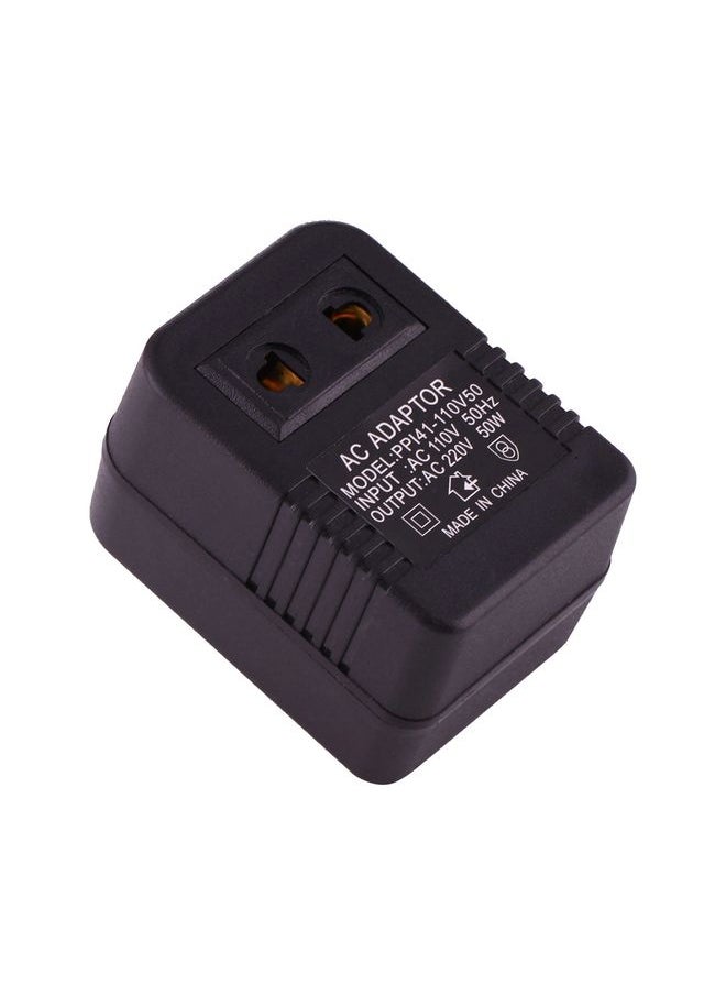 Generic - 110V to 220V 50W AC Power Socket Adapter,  EU/US Plug to US Plug(Black) - Image 1