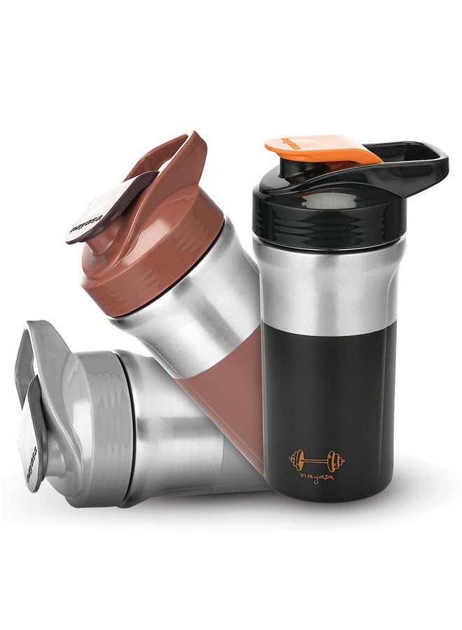 Nayasa Alloy Cross Fit Stainless Steel Gym Shaker Bottle | 900ml | Leakproof & Durable | Pre & Post Workout Sipper Bottle | BPA-Free Sports Shaker for Protein, Smoothies | Gym & Fitness Bottle | Black - Image 1