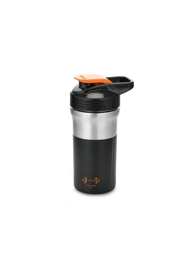 Nayasa Alloy Cross Fit Stainless Steel Gym Shaker Bottle | 900ml | Leakproof & Durable | Pre & Post Workout Sipper Bottle | BPA-Free Sports Shaker for Protein, Smoothies | Gym & Fitness Bottle | Black - Image 2