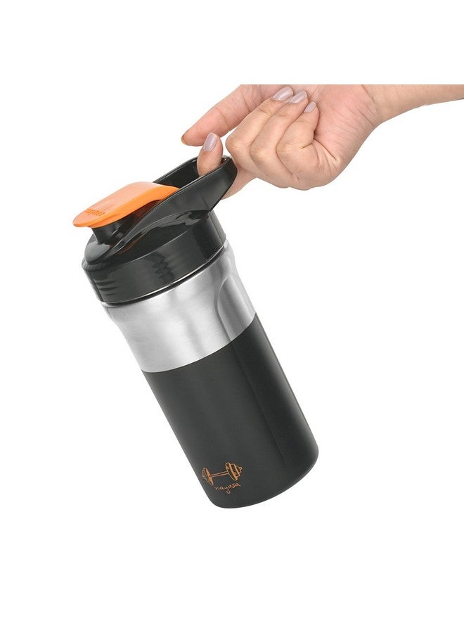 Nayasa Alloy Cross Fit Stainless Steel Gym Shaker Bottle | 900ml | Leakproof & Durable | Pre & Post Workout Sipper Bottle | BPA-Free Sports Shaker for Protein, Smoothies | Gym & Fitness Bottle | Black - Image 3