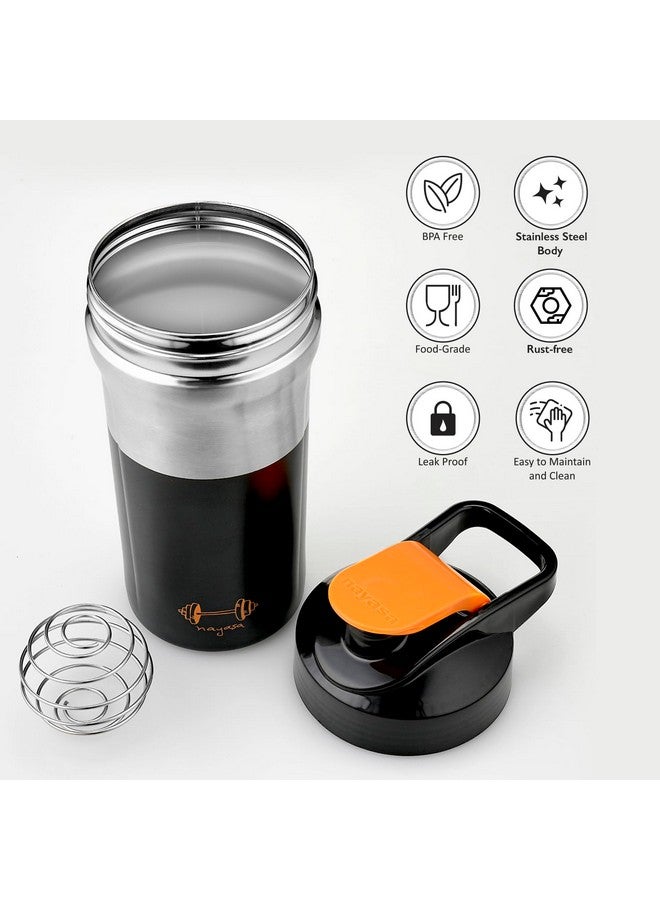 Nayasa Alloy Cross Fit Stainless Steel Gym Shaker Bottle | 900ml | Leakproof & Durable | Pre & Post Workout Sipper Bottle | BPA-Free Sports Shaker for Protein, Smoothies | Gym & Fitness Bottle | Black - Image 5