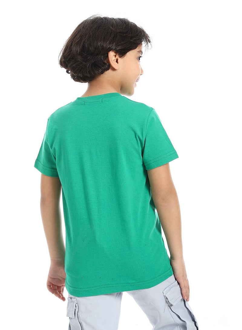 Andora Round Neck Printed Short Sleeve Boy T-shirt_Turquoise - Image 3