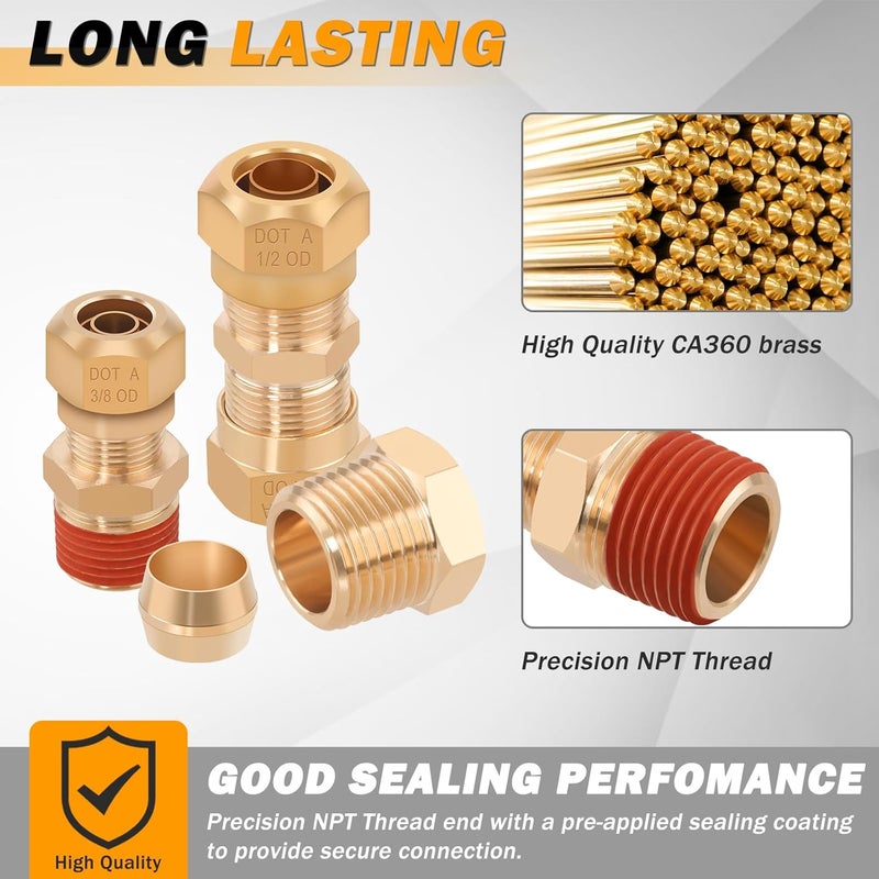 TRUSTKITS 86Pcs Brass DOT Air Brake Line Fittings Assortment Kit for Trucks and Trailers - Image 3