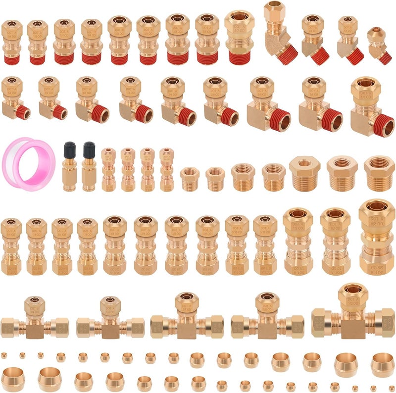 TRUSTKITS 86Pcs Brass DOT Air Brake Line Fittings Assortment Kit for Trucks and Trailers - Image 1
