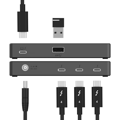 SABRENT Thunderbolt 4 Hub, 60W Charging USB-C Dock for Laptops, 3X TB4 + 1x USB-A, Supports Dual 4K@60Hz or 8K@60Hz Display, Certified TB4 Cable, macOS/Windows Compatible (HB-TBT4) - Image 1