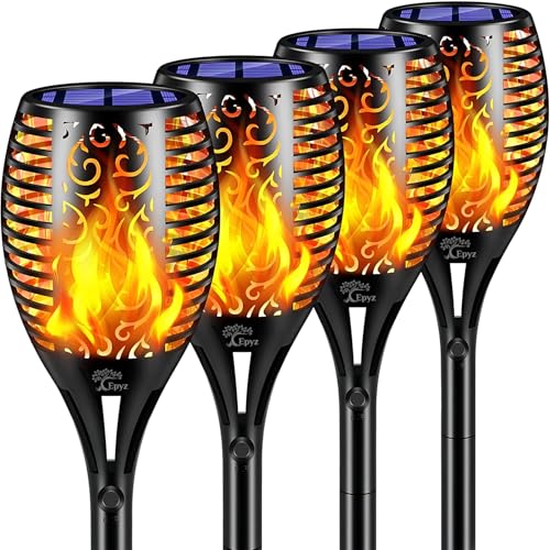 Epyz Solar Light Outdoor Garden Home Flickering Flame Mashaal Light Waterproof for Garden Party and Festival Decoration [ 96LED, Pack of 4, Warm Yellow ] - Image 1