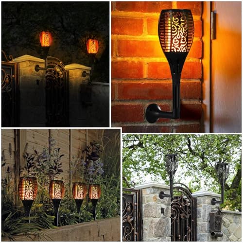 Epyz Solar Light Outdoor Garden Home Flickering Flame Mashaal Light Waterproof for Garden Party and Festival Decoration [ 96LED, Pack of 4, Warm Yellow ] - Image 5