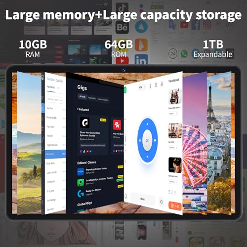 EDDBNi Android 14 Tablet 10.1 inch Tablet 2024 Latest Tablets with Keyboard Mouse 10GB+64GB 1TB Expand 6000mAh Octa-Core Processor Dual Camera WiFi 1280x800 IPS 18W Fast Charging (Black) - Image 2