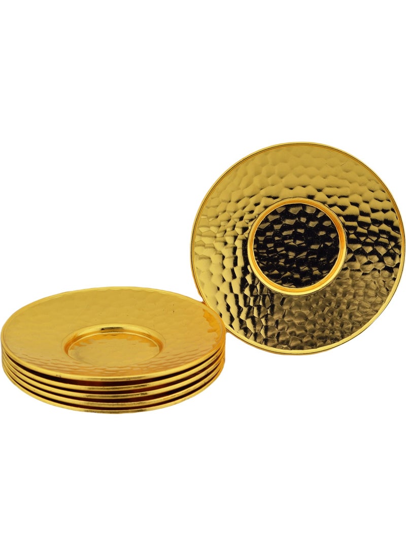 Hit Dükkan Metal Gold Colored Forged Square Tea Plate for 6 Persons  - Image 1