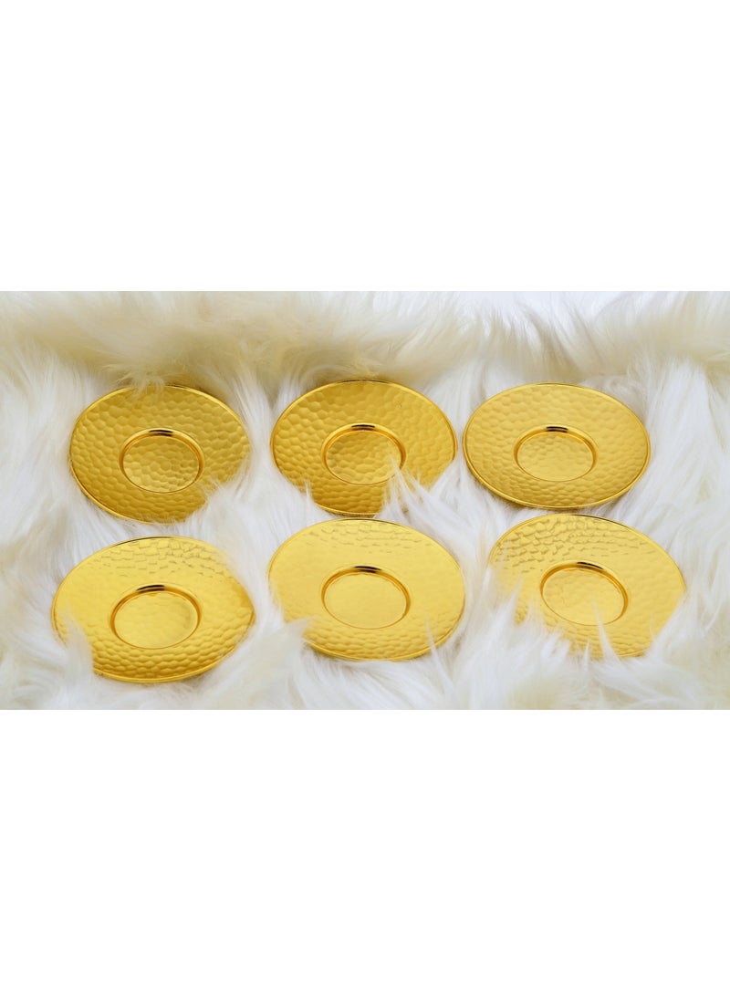 Hit Dükkan Metal Gold Colored Forged Square Tea Plate for 6 Persons  - Image 2