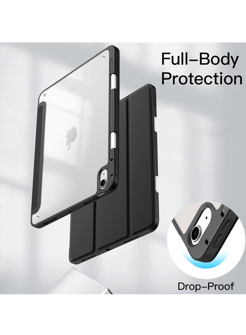 DUSALA iPad Air 11-Inch M3/M2 (2025/2024), iPad Air 5/4 (2022/2020 5th/4th) with Pencil Holder, Clear Transparent Back Slim Stand Shockproof Tablet Cover, Auto Wake/Sleep Black - Image 4