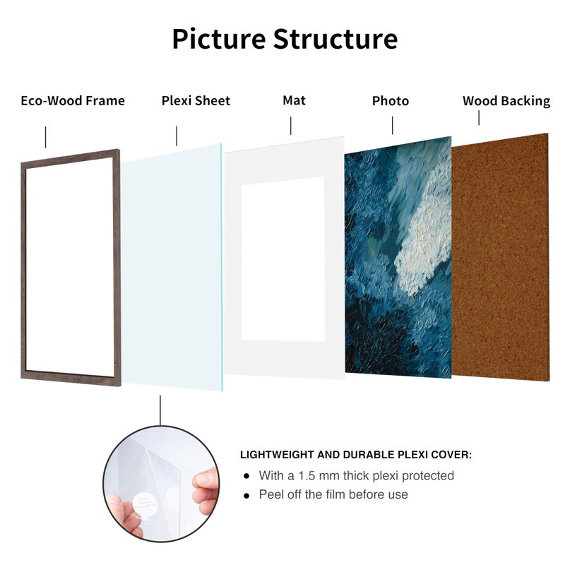TONES FRAME DESIGN 5x7 Picture Frame  5x7 Frame Matted to 4x6  Wood Veneer Finish 5 x 7 Photo Frame with Mat Plexiglass & Stand for Tabletop & Wall Display  Dark Oak  1 Pack - Image 5