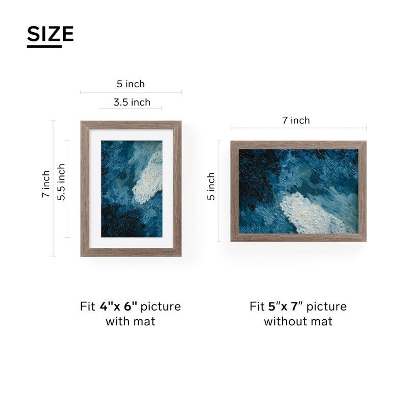 TONES FRAME DESIGN 5x7 Picture Frame  5x7 Frame Matted to 4x6  Wood Veneer Finish 5 x 7 Photo Frame with Mat Plexiglass & Stand for Tabletop & Wall Display  Dark Oak  1 Pack - Image 2