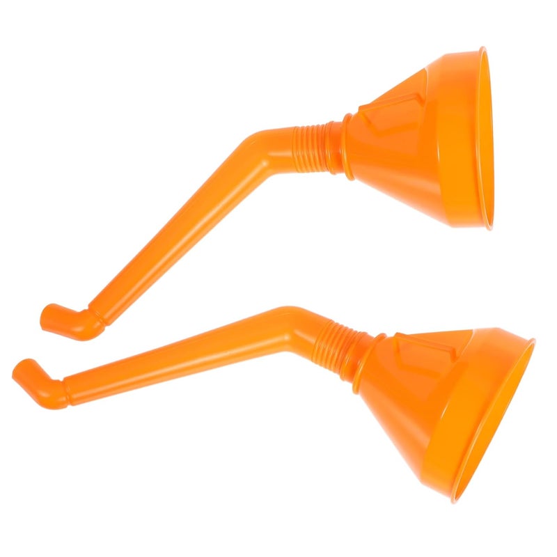 LIFKOME 2pcs Abs Thickened Large Car Funnel for Engine Oil Gasoline Kerosene Transmission Fluid Leak Fueling Funnel for Automotive and Motorcycle Use Orange - Image 1