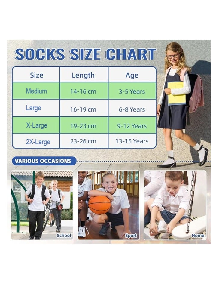 Vparty 6 Pairs Kids Athletic Crew Socks, White and Black Dress Socks for Boys and Girls, Cotton School Uniform Casual Calf Socks, Soft and Comfortable, Durable Everyday Socks for School, Sports, and Casual Wear.  - Image 4