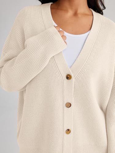 LILLUSORY Cardigan Sweaters for Women 2025 Early Fall Fashion Oversized Lightweight Sweater V Neck Knit Work Casual Outfits Clothes Button Tops Shirts Blouses Apricot S - Image 2