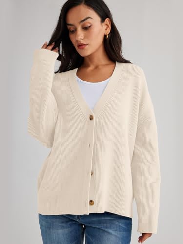 LILLUSORY Cardigan Sweaters for Women 2025 Early Fall Fashion Oversized Lightweight Sweater V Neck Knit Work Casual Outfits Clothes Button Tops Shirts Blouses Apricot S - Image 5