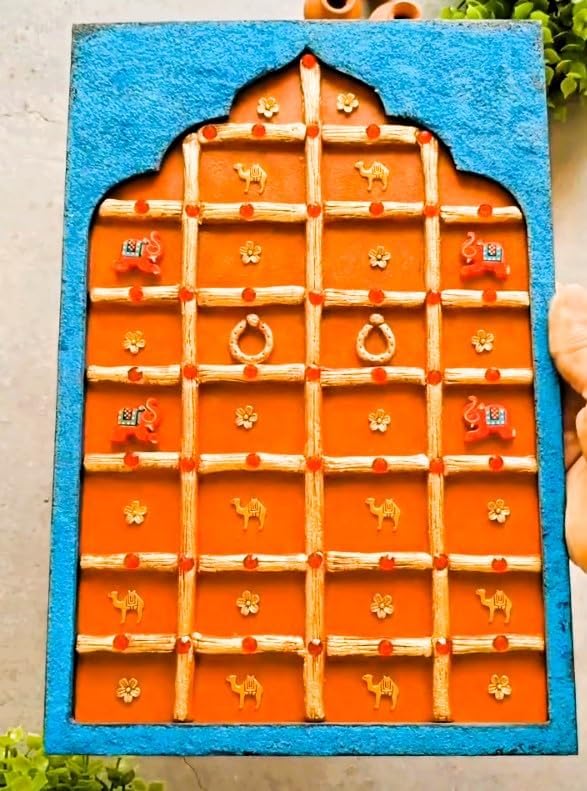 Jharokha MDF Wood Cutout for DIY Art, Craft, Resin, Lippan, Mandala, Painting, Wall Hanging, Decoration (12 inch x 9 inch)  - Image 4