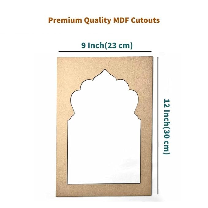 Jharokha MDF Wood Cutout for DIY Art, Craft, Resin, Lippan, Mandala, Painting, Wall Hanging, Decoration (12 inch x 9 inch)  - Image 2